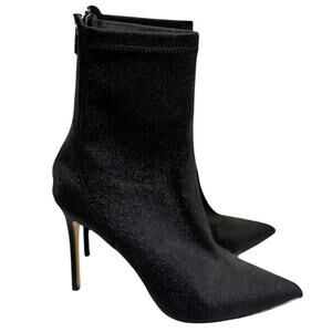 Jewel Badgley Mischka Black Glitter Angela Stretch Women's Boot Size 7